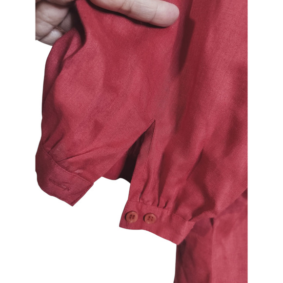 3563)CALI Div of Carry Back Red Linen Blend Sailor Cutout 3/4 Sleeve Top EU44 - Picture 6 of 8